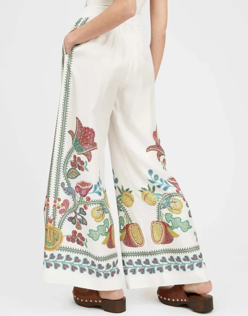 Palazzo PantsGrenadilla Placée Off White in Silk Twill