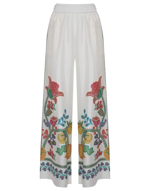 Palazzo PantsGrenadilla Placée Off White in Silk Twill