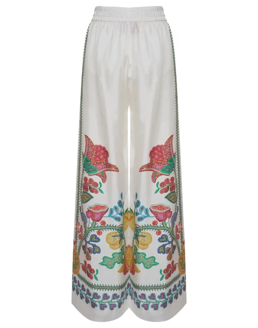 Palazzo PantsGrenadilla Placée Off White in Silk Twill