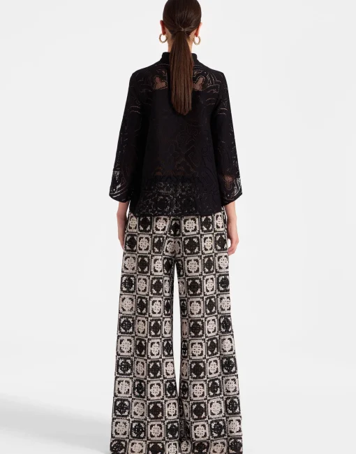Palazzo PantsMini Tiles Black in Macramé