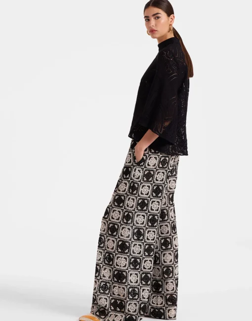 Palazzo PantsMini Tiles Black in Macramé
