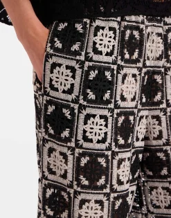 Palazzo PantsMini Tiles Black in Macramé