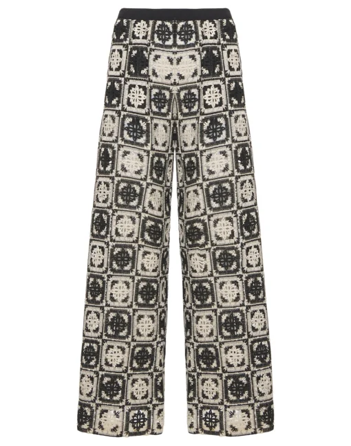 Palazzo PantsMini Tiles Black in Macramé