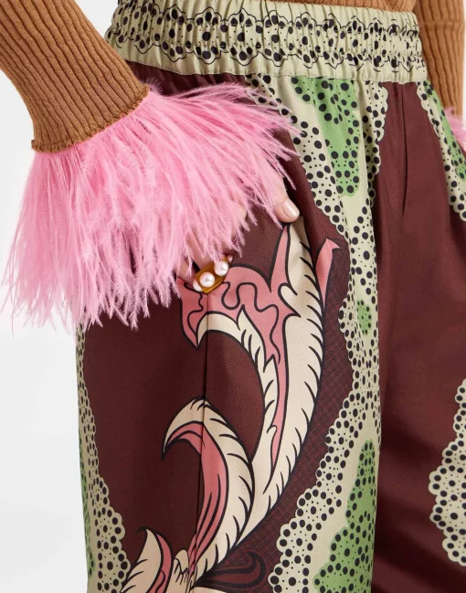 Palazzo PantsPortal Placée Brown in Silk Twill