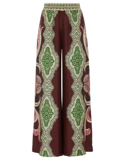 Palazzo PantsPortal Placée Brown in Silk Twill