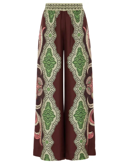 Palazzo PantsPortal Placée Brown in Silk Twill