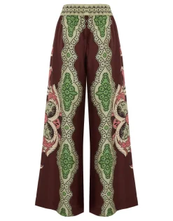 Palazzo PantsPortal Placée Brown in Silk Twill