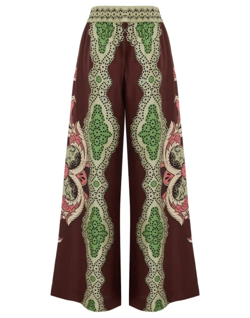 Palazzo PantsPortal Placée Brown in Silk Twill