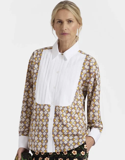 Peggy ShirtHalf-Light Micro Cream in Poplin Cotton