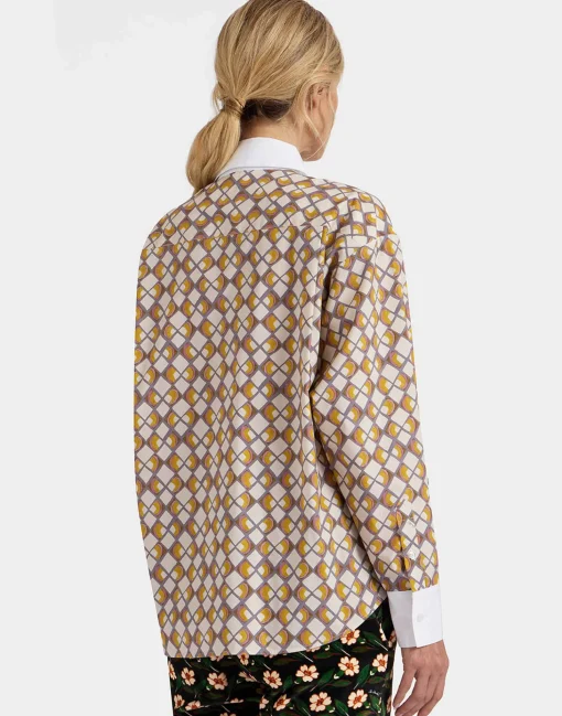 Peggy ShirtHalf-Light Micro Cream in Poplin Cotton