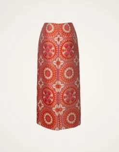 Pencil SkirtSun Orange in Jacquard