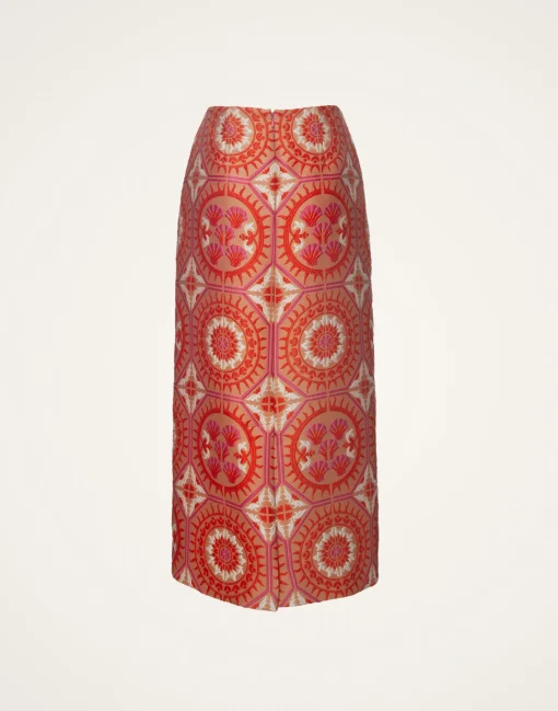 Pencil SkirtSun Orange in Jacquard