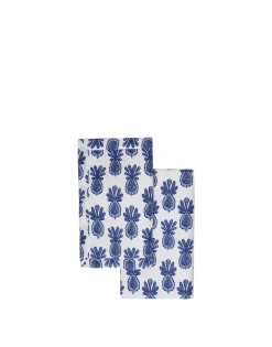 Placemat Set Of 2Pineapple Blu in Linen