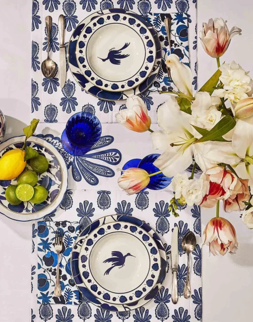 Placemat Set Of 2Pineapple Blu in Linen