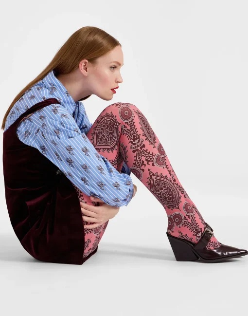 Printed TightsOltrarno Pink in Stretch Nylon
