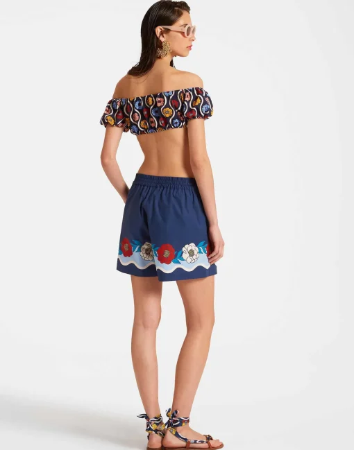 Pull-Up ShortsWhitsun Placée Blue in Cotton Poplin