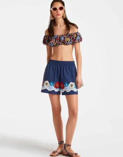 Pull-Up ShortsWhitsun Placée Blue in Cotton Poplin