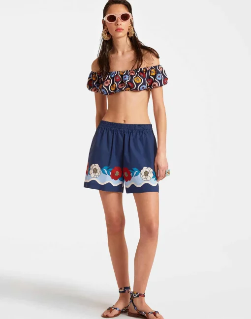 Pull-Up ShortsWhitsun Placée Blue in Cotton Poplin