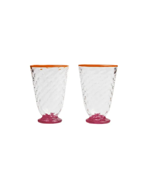 Quilted Glasses Set Of 2Fuchsia in Murano Glass