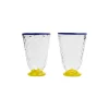 Quilted Glasses Set Of 2Yellow in Murano Glass
