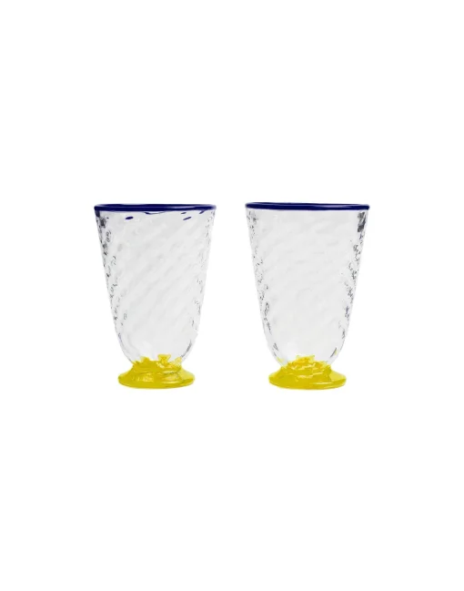 Quilted Glasses Set Of 2Yellow in Murano Glass