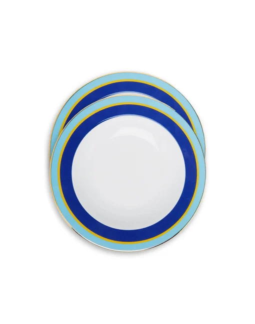 Soup Plates Set Of 2Rainbow Blue in Porcelain