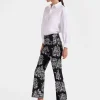 The Cropped Flare JeanCrazy Tigers Black & White in Cotton Drill