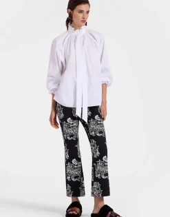 The Cropped Flare JeanCrazy Tigers Black & White in Cotton Drill