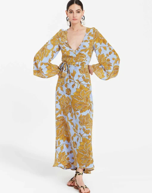 The Wrap DressTangle Light Blue in Crepe De Chine