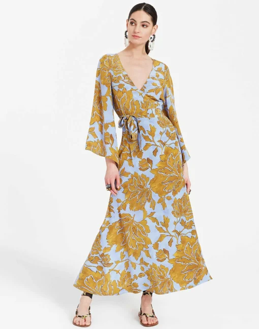 The Wrap DressTangle Light Blue in Crepe De Chine