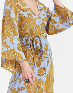 The Wrap DressTangle Light Blue in Crepe De Chine