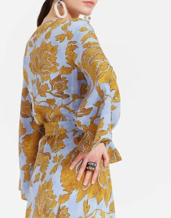 The Wrap DressTangle Light Blue in Crepe De Chine