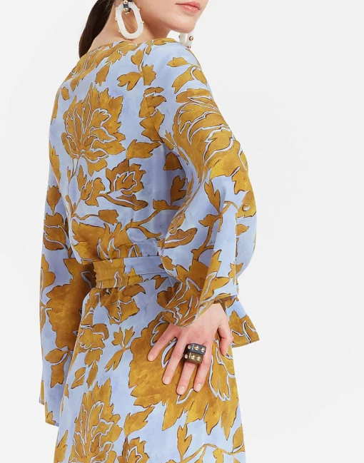 The Wrap DressTangle Light Blue in Crepe De Chine