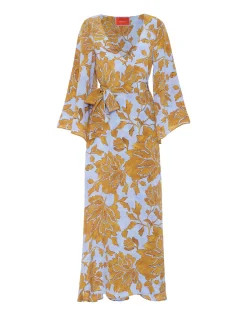 The Wrap DressTangle Light Blue in Crepe De Chine