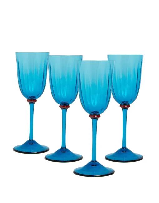 Wine Glass Set of 4Azzuro in Murano Glass